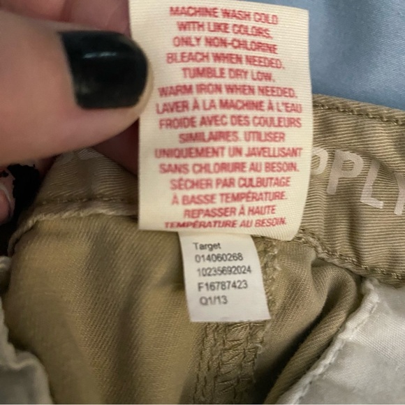 Mossimo Supply Co. Womens Tan Shorts Beige Size 6 Low Rise With Blue Belt - Picture 7 of 11